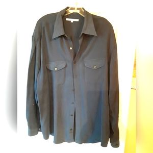 Perry Ellis Mens Long Sleeve Button Down Dress Shirt navy blue